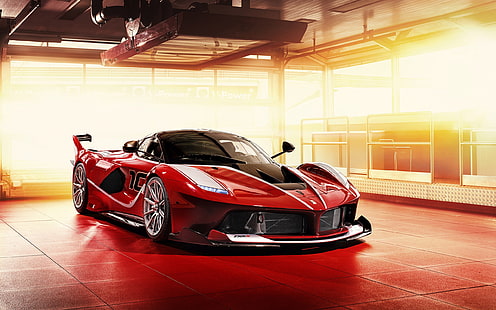 червен спортен автомобил, Ferrari FXX-K, автомобил, HD тапет HD wallpaper