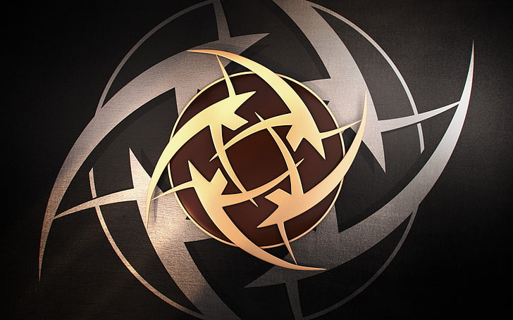Ninjas im Pyjama-Logo, rundes Silber- und Gold-Logo, Ninjas im Pyjama, Counter-Strike: Global Offensive, HD-Hintergrundbild