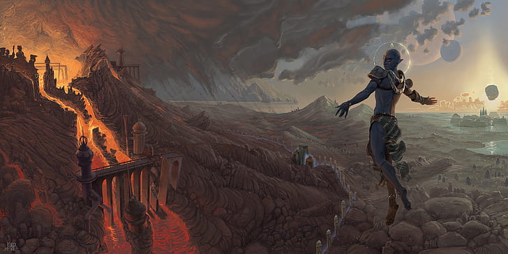 Лелек, The Elder Scrolls, The Elder Scrolls III: Morrowind, Vivec, рисунка, фентъзи изкуство, HD тапет