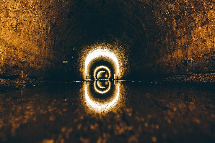 tunnel, lights, arch, HD wallpaper