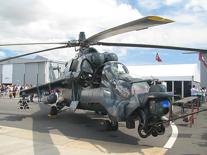 czarno-szary silnik samochodowy, mi 24 tył, helikoptery, wojsko, Tapety HD HD wallpaper