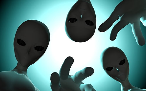 три белых пришельца 3D цифровые обои, инопланетяне, лицо, HD обои HD wallpaper