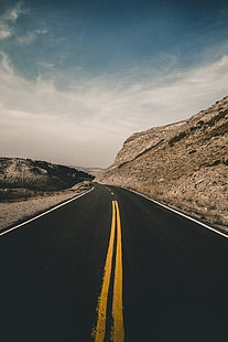 rodovia de asfalto, estrada, marcação, rodovia, montana, HD papel de parede HD wallpaper