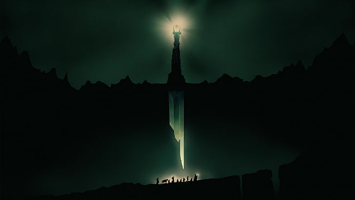 sfondo di silhouette di persone, Il Signore degli Anelli, J. R. R. Tolkien, L'occhio di Sauron, Sfondo HD