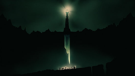papier peint silhouette de personnes, Le Seigneur des Anneaux, J.R.R. Tolkien, L'Œil de Sauron, Fond d'écran HD HD wallpaper