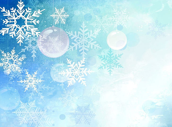 christmas toys, balls, snowflakes, white, light, snowflake print poster, christmas toys, balls, snowflakes, white, light, HD wallpaper