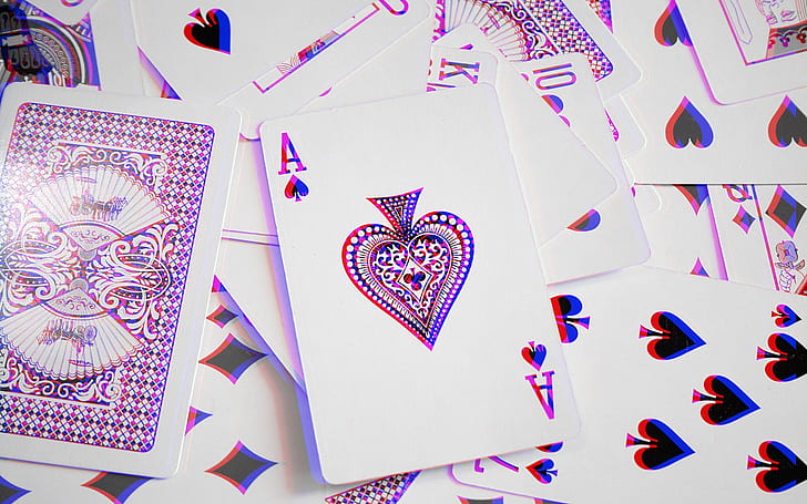 Aces, Anaglyph 3D, cards, House Of Cards, HD wallpaper