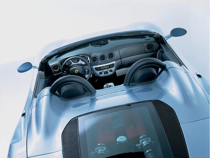 Ferrari 360 Modena Light Blue Rear View, ferrari, modena, cars, HD wallpaper