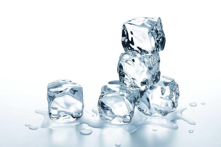 ghiaccio impilato illustrazione, ghiaccio, acqua, cubetti di ghiaccio, Sfondo HD
