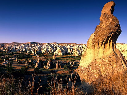 brown rock formation, cappadocia, turkey, ledge, stone, gear, HD wallpaper HD wallpaper
