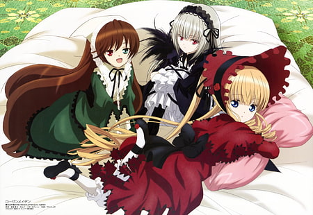 Anime, Rozen Maiden, Shinku (Rozen Maiden), Suigintou (Rozen Maiden), Suiseiseki (Rozen Maiden), HD wallpaper HD wallpaper