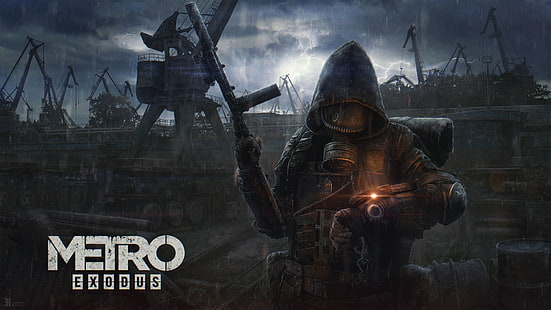 Metro Exodus, fã de arte, ficção científica, videogame, soldado, arma, HD papel de parede HD wallpaper