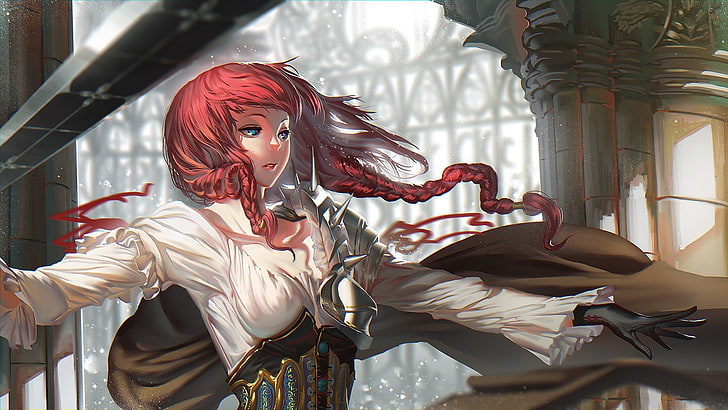 赤髪のアニメキャラクター 騎士 剣 赤毛 アニメの女性 Hdデスクトップの壁紙 Wallpaperbetter