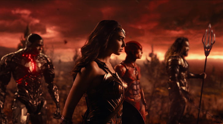 Justice League (2017), Wonder Woman, Flash, Aquaman, Cyborg (DC Comics), Fond d'écran HD