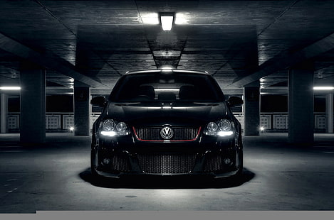 schwarzer Volkswagen Golf GTI, Volkswagen, Parken, Autos, Auto, Tapeten Auto, VW Golf, HD-Hintergrundbild HD wallpaper