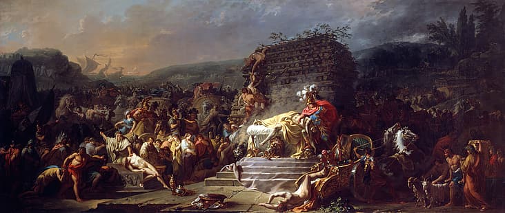  classic art, painting, Achilles, The Funeral Games of Patroclus, Patroclus, Trojan War, Hector, Jacques Louis David, HD wallpaper HD wallpaper