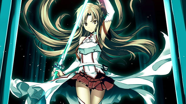 Anime Sword Skirt Asuna SAO Sword Art Online HD, cartoon/comic, anime, art, sword, online, skirt, sao, asuna, HD wallpaper