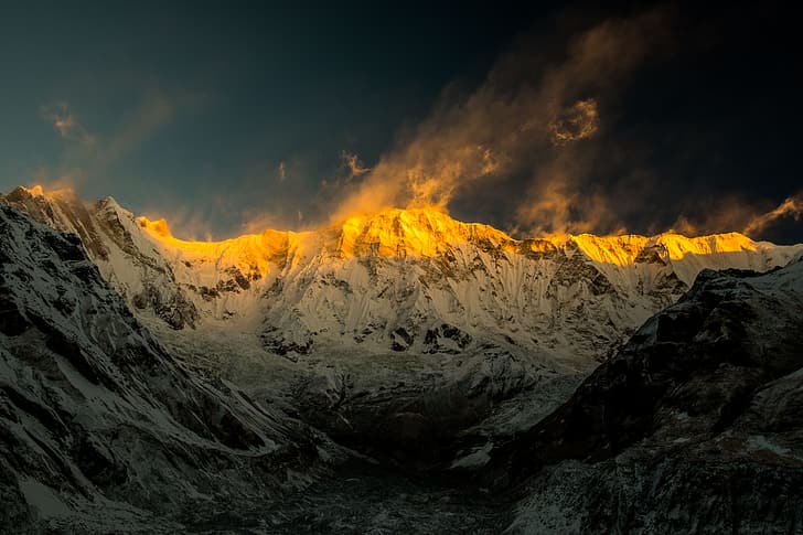 Berge, Annapurna, Sonnenuntergang, HD-Hintergrundbild