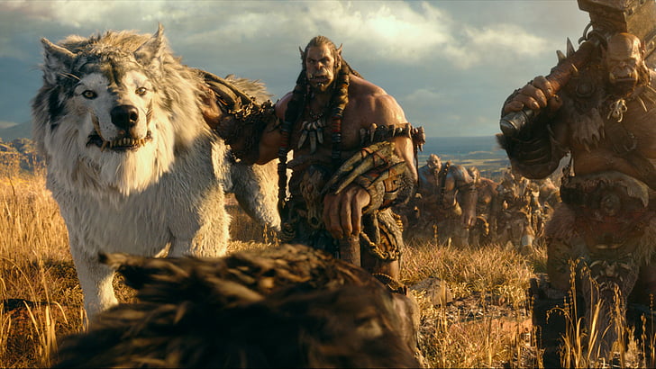 World of Warcraft movie scene, Warcraft, ork, wolf, Best Movies of 2016, HD wallpaper