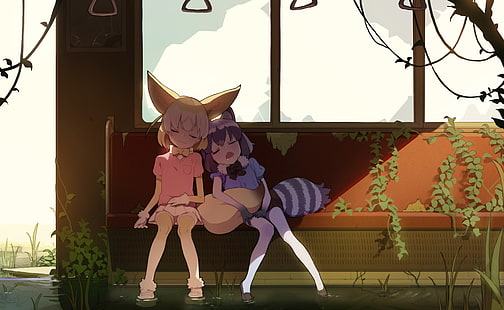 Anime, Kemono Friends, Fennec (Kemono Friends), Raccoon (Kemono Friends), HD wallpaper HD wallpaper
