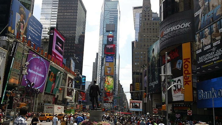Time Square, Ню Йорк, Time Square, животни, HD тапет