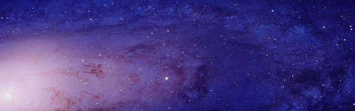 galax digital tapet, Andromeda, galax, rymd, stjärnor, närbild, flera skärmar, dubbla bildskärmar, HD tapet