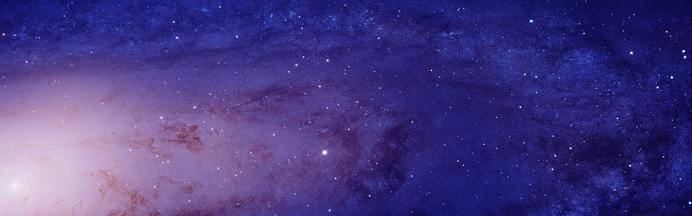 stelle, Andromeda, doppi monitor, primo piano, galassia, spazio, display multiplo, Sfondo HD HD wallpaper