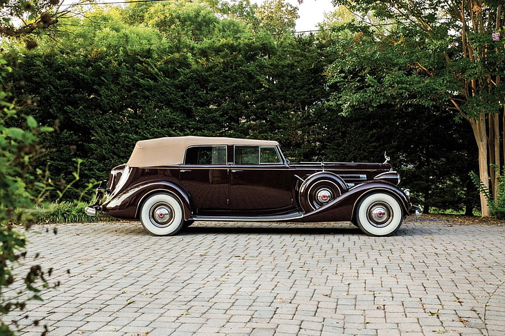 Packard, Packard Twelve, Brown Car, Car, Full-Size Car, Luxury Car, Old Car, Packard Twelve Convertible Sedan, Vintage Car, HD wallpaper