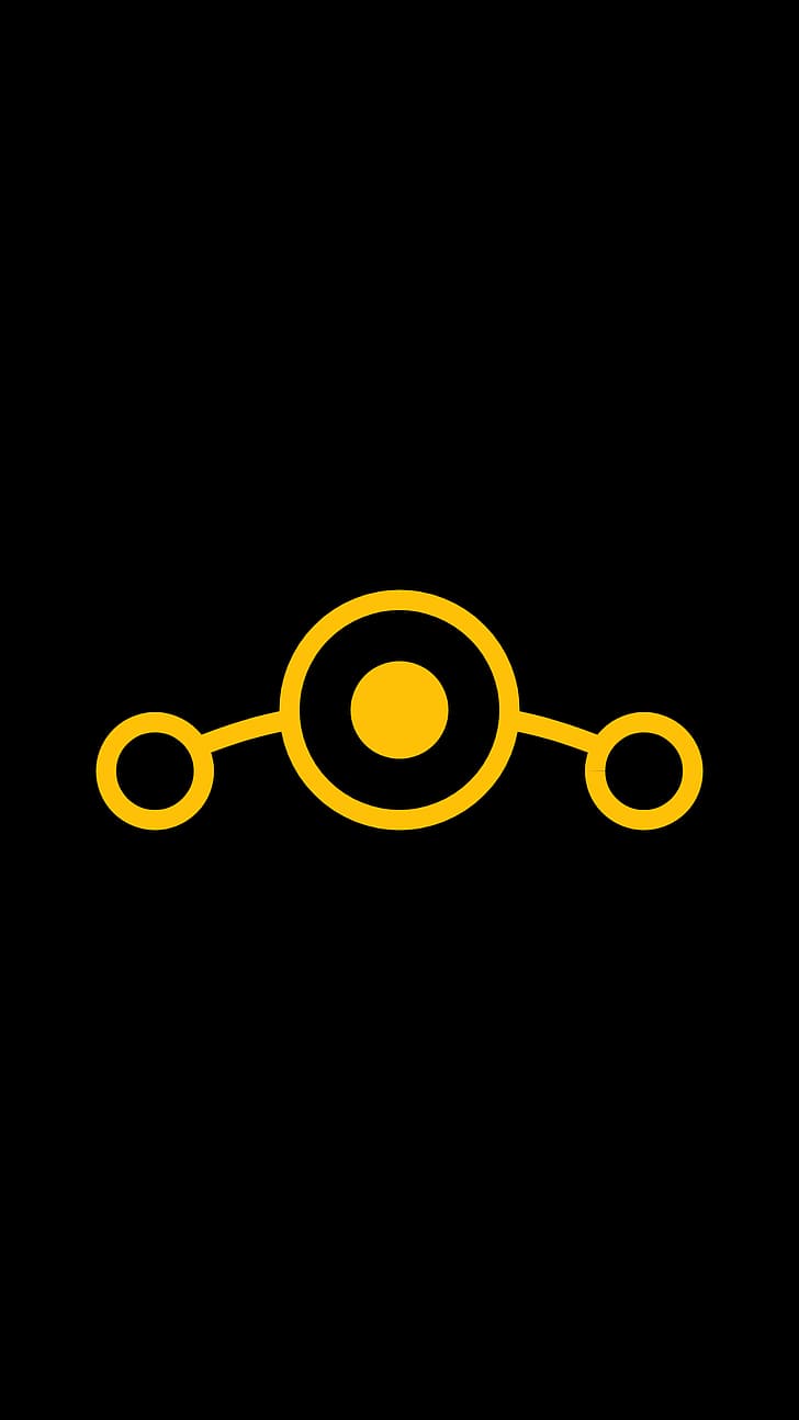 noir, Lineage OS, Android (système d'exploitation), symboles, logo, minimalisme, jaune, numérique, Fond d'écran HD, fond d'écran de téléphone