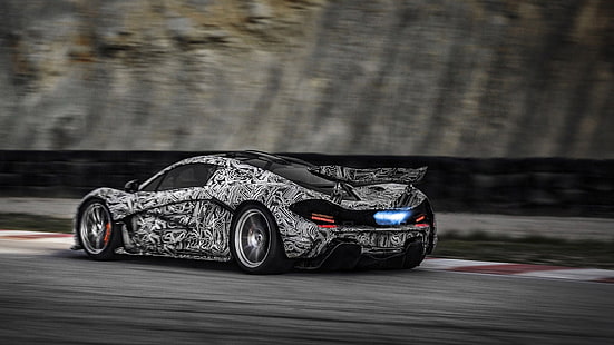 รถสปอร์ตขาวดำ McLaren P1 รถยนต์ยานพาหนะ, วอลล์เปเปอร์ HD HD wallpaper