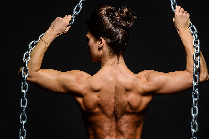 Cadena de plata, mujer, músculo, espalda, fitness, cadenas, culturista, de | Wallpaperbetter