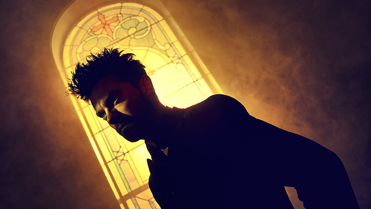black suited man beside stained glass window, Preacher, Dominic Cooper, Best TV Series, HD wallpaper
