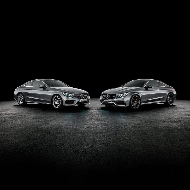 Mercedes-Benz, fondo negro, Mercedes, Coupe, Clase C, C205, Fondo de pantalla HD