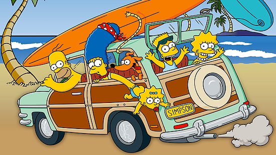 Simpsonowie, Bart Simpson, Homer Simpson, Lisa Simpson, Maggie Simpson, Marge Simpson, Tapety HD HD wallpaper