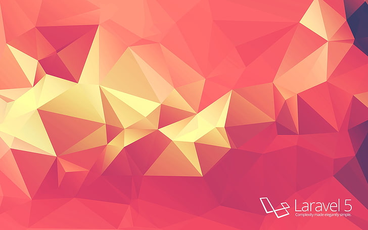 orange and red Larael 5 wallpaper, Laravel, simple, code, programming, PHP, low poly, minimalism, colorful, HD wallpaper