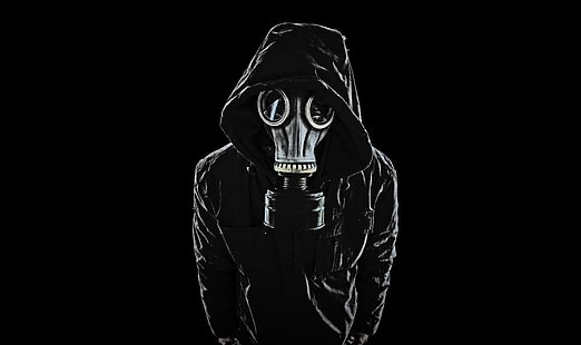 Gas mask, Black, Dark background, 4K, 8K, HD wallpaper HD wallpaper