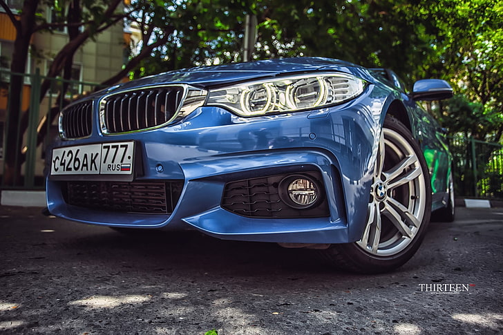 mobil biru, BMW, mobil, closeup, mobil biru, kendaraan, Wallpaper HD