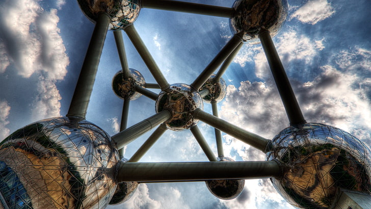 abstract, architecture, Atomium, Belgium, Brussels, HD wallpaper