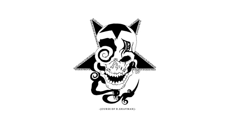 skull illustration, D.Gray-man, logo, skull, HD wallpaper