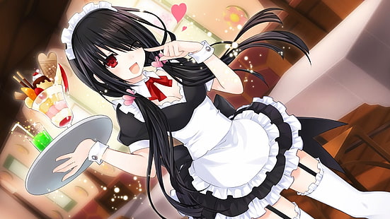 anime, anime girls, Tokisaki Kurumi, Date A Live, maid outfit, HD wallpaper HD wallpaper