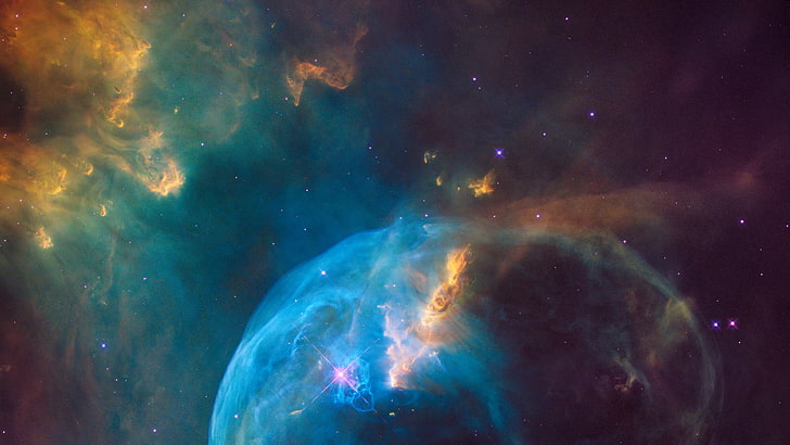 ilustracja kosmosu, NASA, kosmos, Głębokie pole Hubble'a, Mgławica Bańka, Tapety HD
