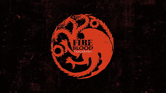 anime, A Song of Ice and Fire, Game of Thrones, House Targaryen, drake, grunge, sigils, HD tapet HD wallpaper