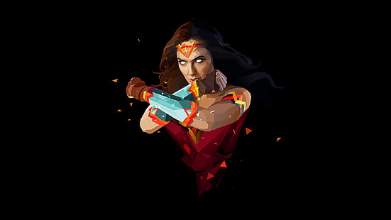 Wonder Woman fond d'écran, dessin animé, Grace, Wonder Woman, low poly, Gal Gadot, personnages de fiction, personnages, univers DC, Fond d'écran HD HD wallpaper