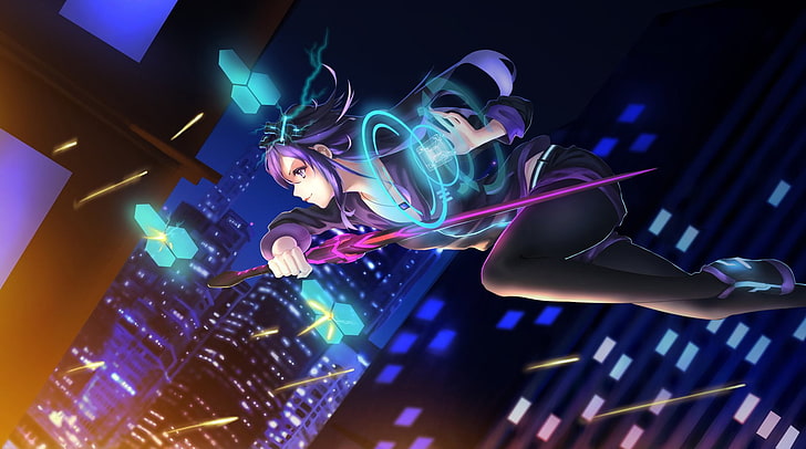 Anime, Original, Girl, Magic, Neptune (Hyperdimension Neptunia), Pantyhose, Sword, HD wallpaper