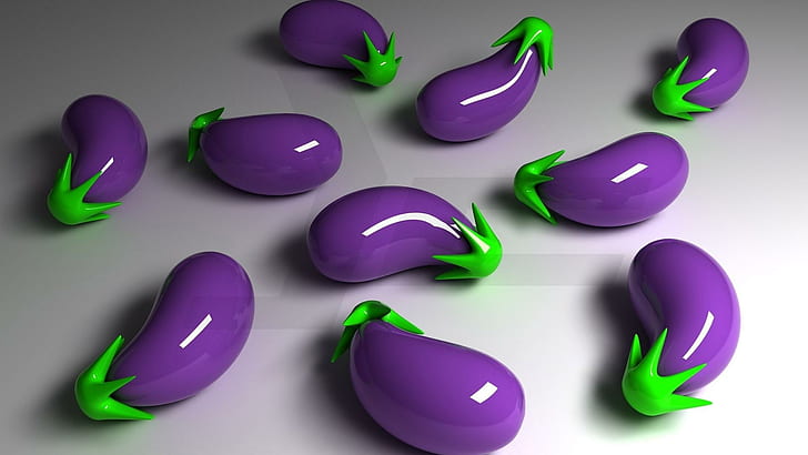 3D Eggplant, image, vegetable, HD wallpaper