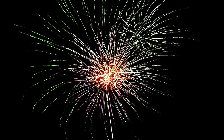 fireworks, dark background, HD wallpaper