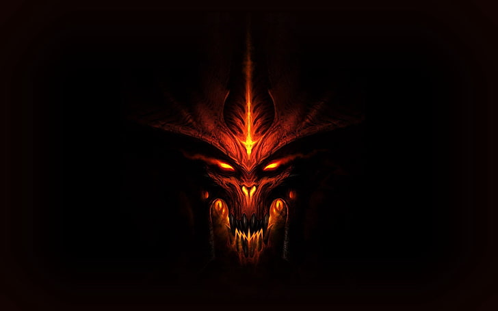 demon face wallpaper, diablo 3, hero, background, game, HD wallpaper