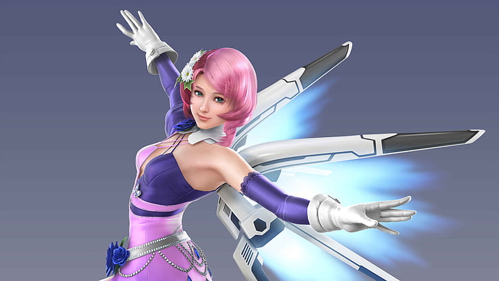 ورق حائط رقمي لشخصية أنيمي ذات الشعر الوردي ، أليسا بوسكونوفيتش ، Tekken 7 ، 4K، خلفية HD
