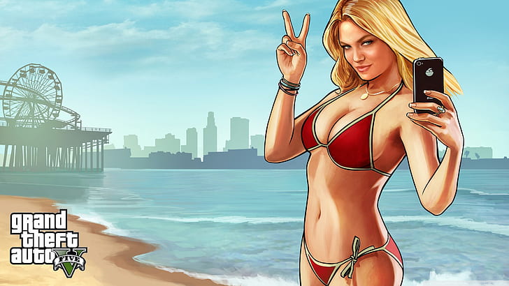 Grand Theft Auto V Beach Tempo, praia, grande, roubo, automático, clima, jogos, HD papel de parede