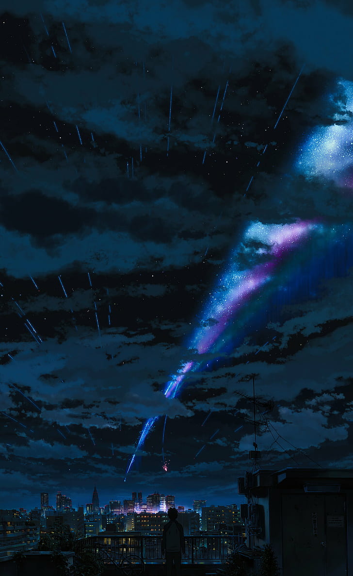 Anime, Himmel, Landschaft, Wolken, Porträtanzeige, städtisch, HD-Hintergrundbild, Handy-Hintergrundbild